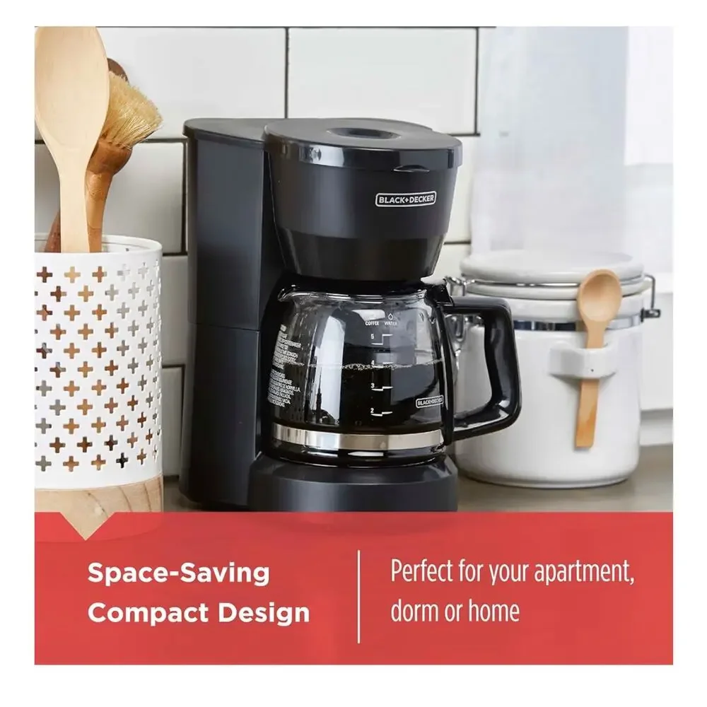 New BLACK+DECKER 5-Cup Coffeemaker, DCM600B Black